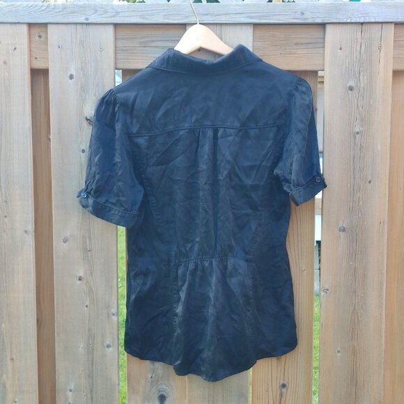 Le Chateau Black Silk Button Up Shirt Women's Size Large - Picture 2 of 8